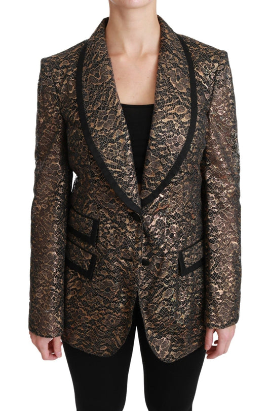 Dolce & Gabbana Elegant Gold Floral Lace Blazer Jacket - Sandy Store ByNet