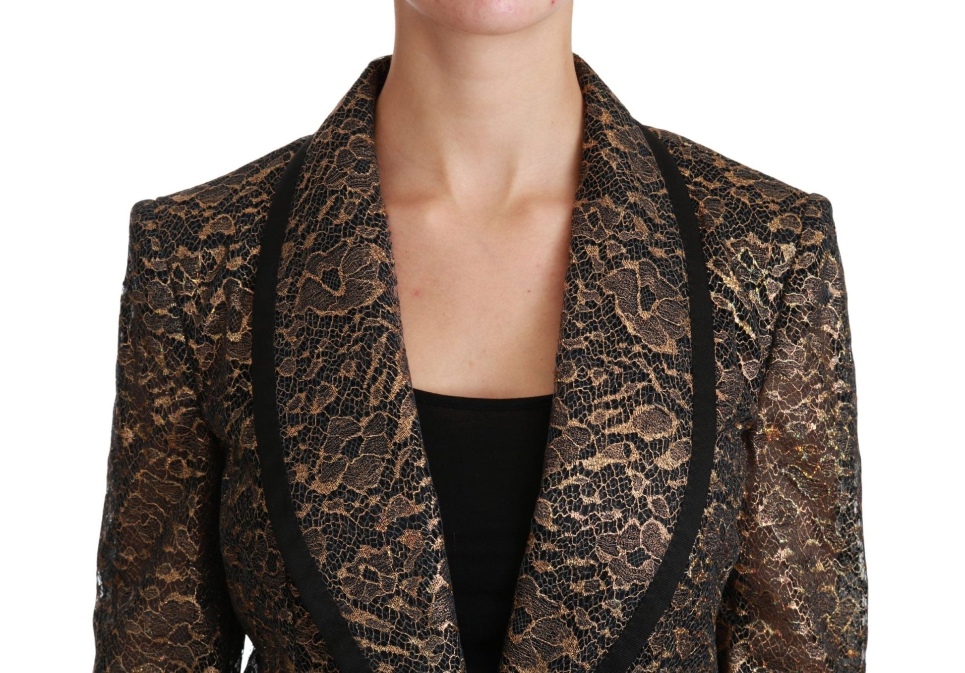 Dolce & Gabbana Elegant Gold Floral Lace Blazer Jacket - Sandy Store ByNet