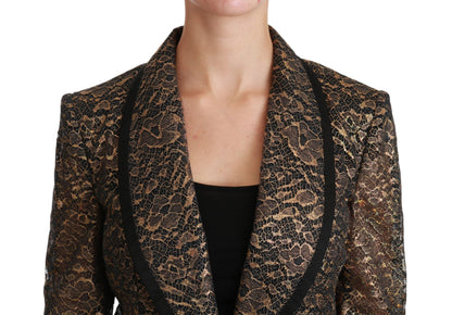 Dolce & Gabbana Elegant Gold Floral Lace Blazer Jacket - Sandy Store ByNet