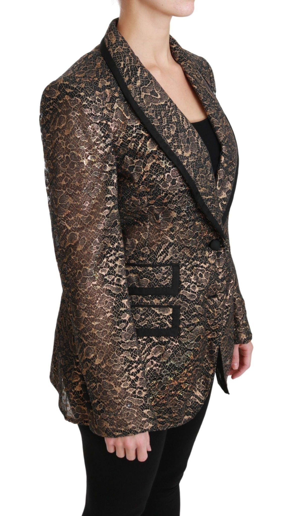 Dolce & Gabbana Elegant Gold Floral Lace Blazer Jacket - Sandy Store ByNet