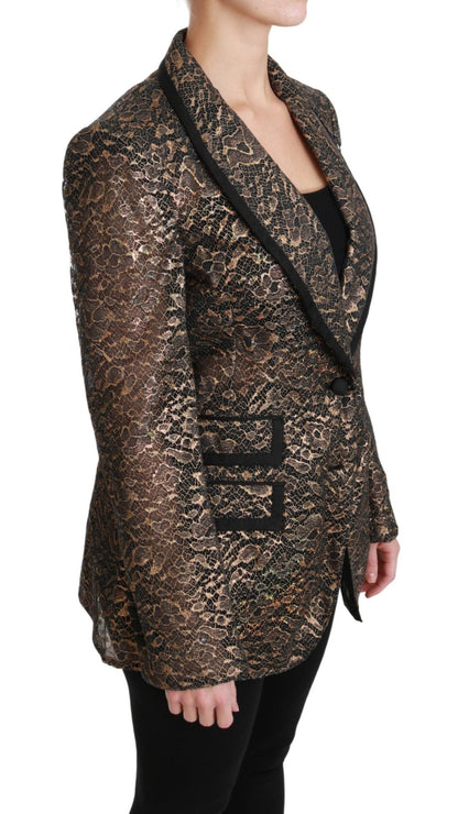 Dolce & Gabbana Elegant Gold Floral Lace Blazer Jacket - Sandy Store ByNet
