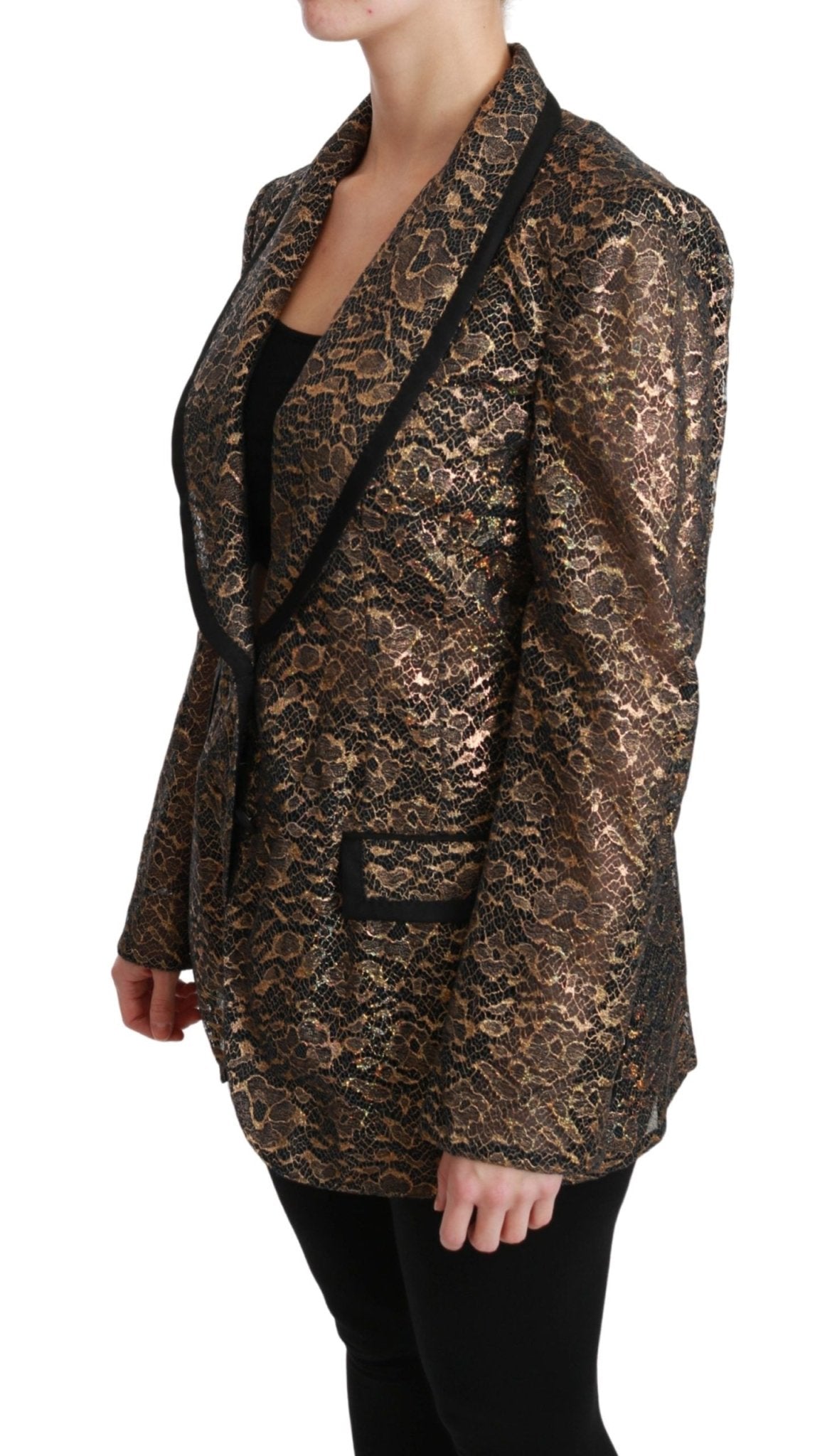 Dolce & Gabbana Elegant Gold Floral Lace Blazer Jacket - Sandy Store ByNet