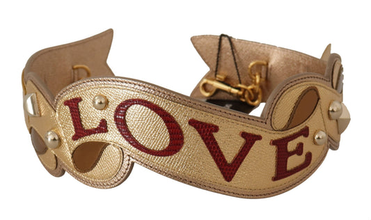 Dolce & Gabbana Elegant Gold Leather Shoulder Strap - Sandy Store ByNet
