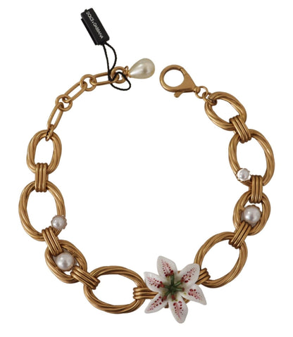 Dolce & Gabbana Elegant Gold Lilly Flower Pendant Necklace - Sandy Store ByNet