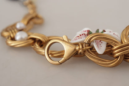 Dolce & Gabbana Elegant Gold Lilly Flower Pendant Necklace - Sandy Store ByNet