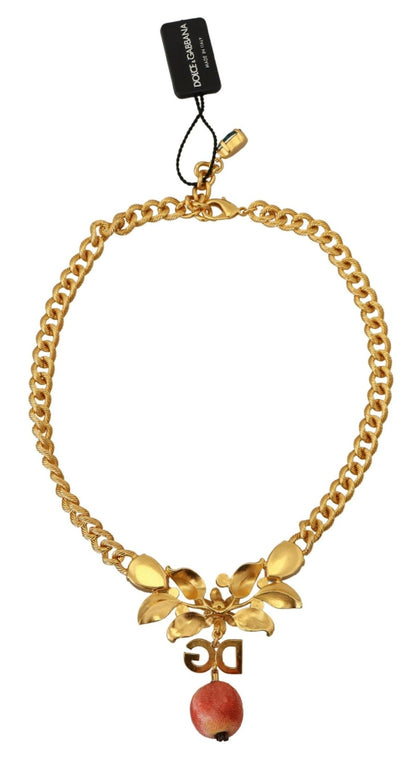 Dolce & Gabbana Elegant Gold - Tone Floral Fruit Necklace - Sandy Store ByNet
