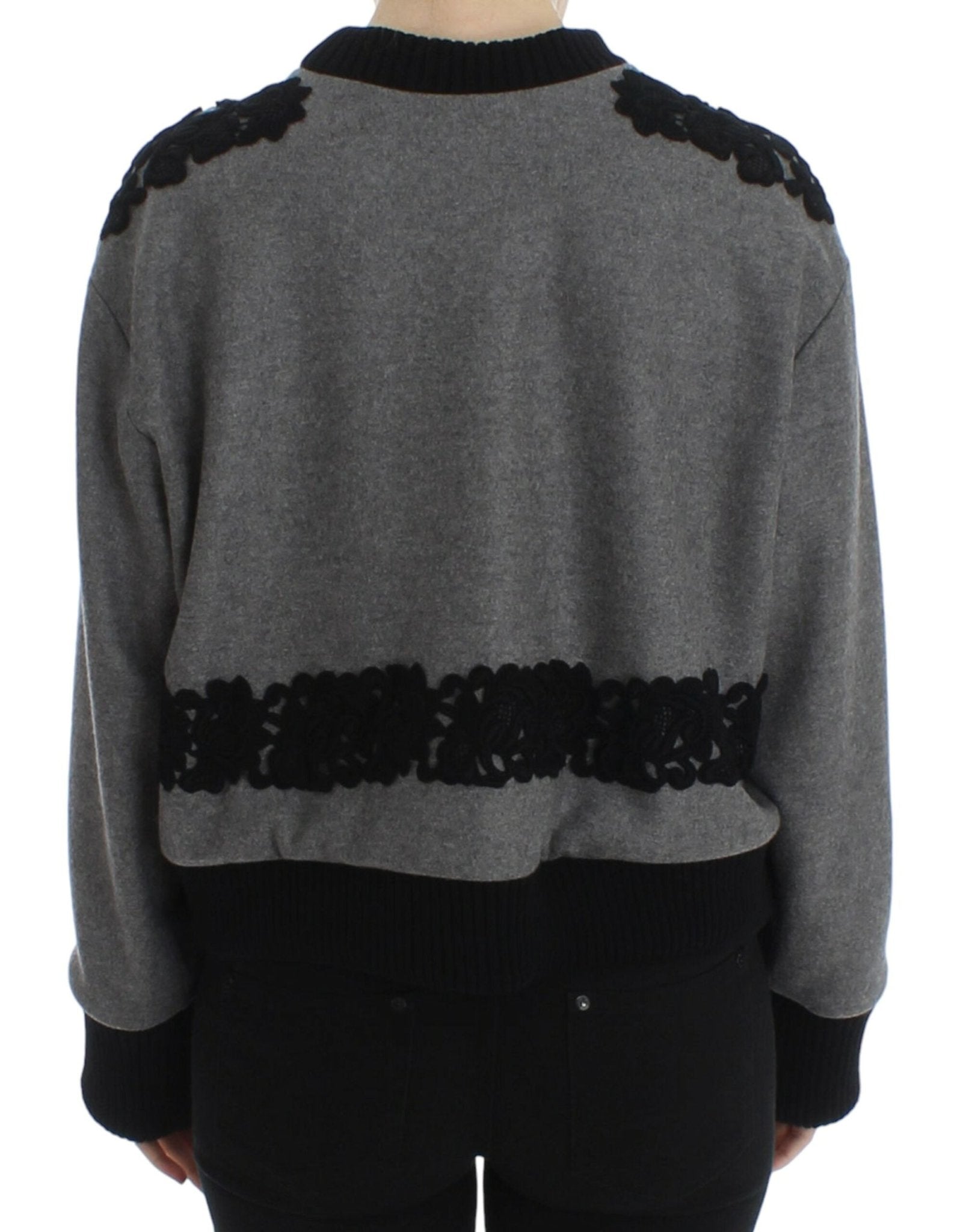 Dolce & Gabbana Elegant Gray Cashmere Blend Lace Sweater - Sandy Store ByNet