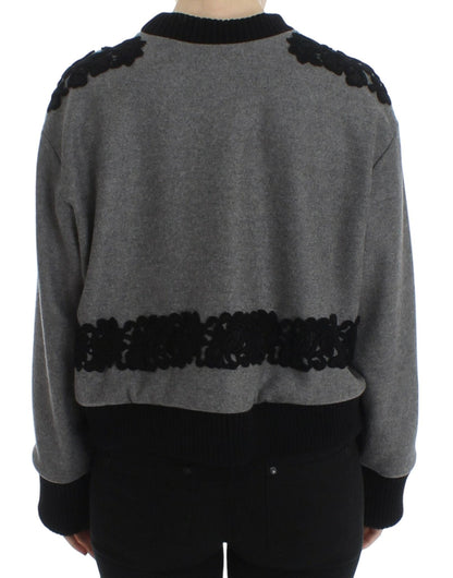 Dolce & Gabbana Elegant Gray Cashmere Blend Lace Sweater - Sandy Store ByNet