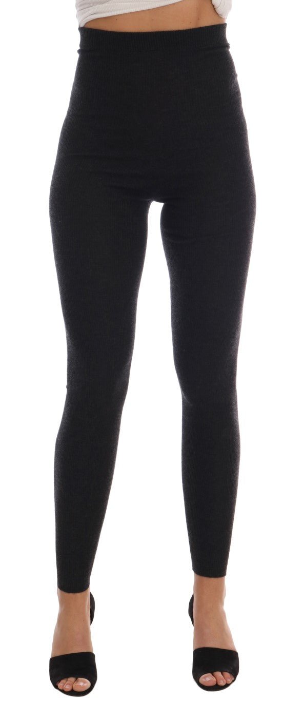 Dolce & Gabbana Elegant Gray Cashmere High Waist Pants - Sandy Store ByNet