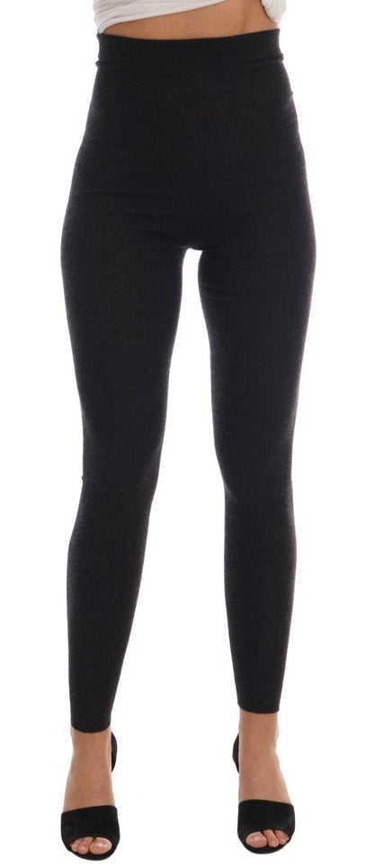 Dolce & Gabbana Elegant Gray Cashmere High Waist Pants - Sandy Store ByNet