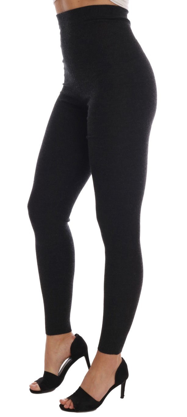 Dolce & Gabbana Elegant Gray Cashmere High Waist Pants - Sandy Store ByNet