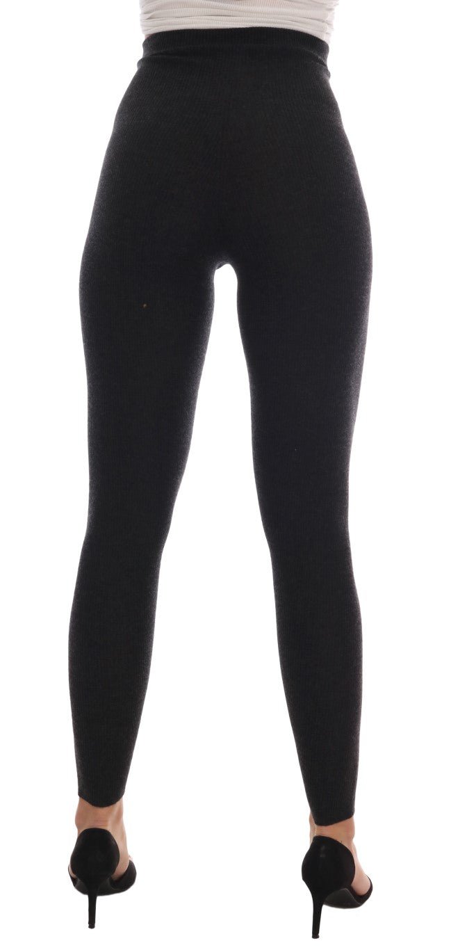 Dolce & Gabbana Elegant Gray Cashmere High Waist Pants - Sandy Store ByNet