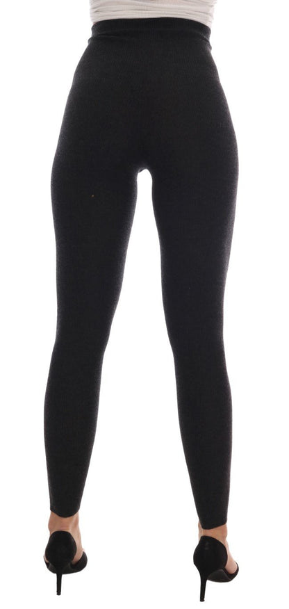 Dolce & Gabbana Elegant Gray Cashmere High Waist Pants - Sandy Store ByNet