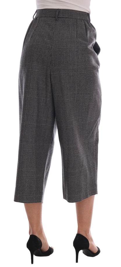 Dolce & Gabbana Elegant Gray Check Capri Wool Pants - Sandy Store ByNet