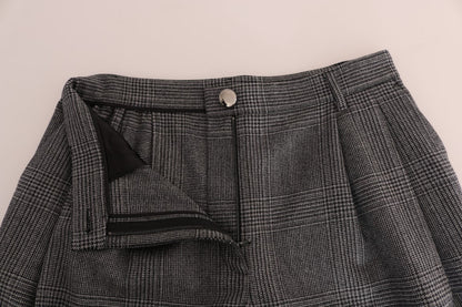 Dolce & Gabbana Elegant Gray Check Capri Wool Pants - Sandy Store ByNet