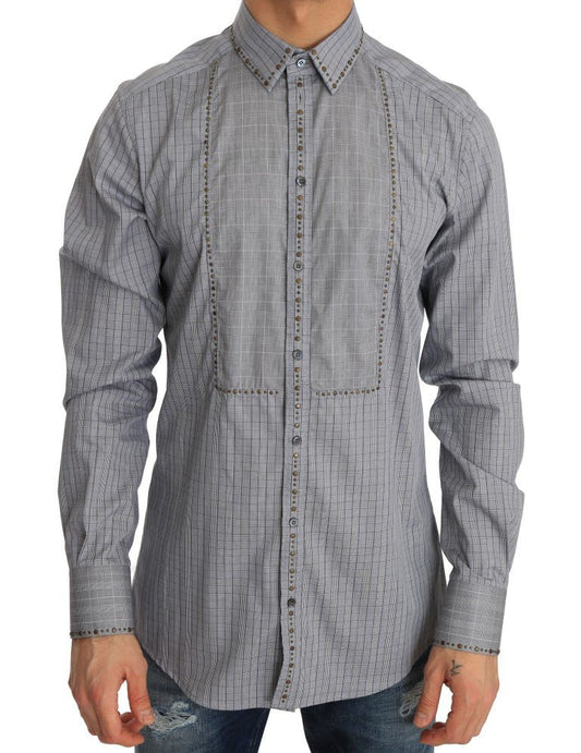 Dolce & Gabbana Elegant Gray Checkered Slim Fit Casual Shirt - Sandy Store ByNet