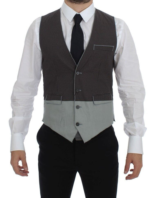 Dolce & Gabbana Elegant Gray Cotton Dress Vest - Sandy Store ByNet
