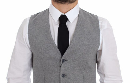 Dolce & Gabbana Elegant Gray Cotton Stretch Dress Vest - Sandy Store ByNet