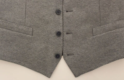 Dolce & Gabbana Elegant Gray Cotton Stretch Dress Vest - Sandy Store ByNet