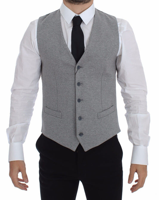 Dolce & Gabbana Elegant Gray Cotton Stretch Dress Vest - Sandy Store ByNet