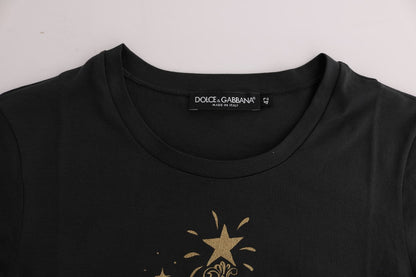 Dolce & Gabbana Elegant Gray Cotton Tee with Exclusive Print - Sandy Store ByNet