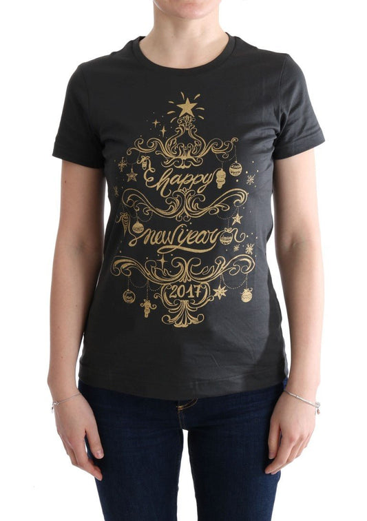 Dolce & Gabbana Elegant Gray Cotton Tee with Exclusive Print - Sandy Store ByNet