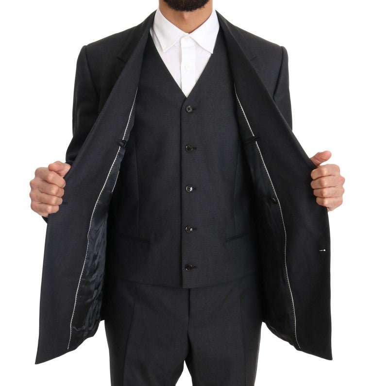 Dolce & Gabbana Elegant Gray Double Breasted Wool Silk Suit - Sandy Store ByNet