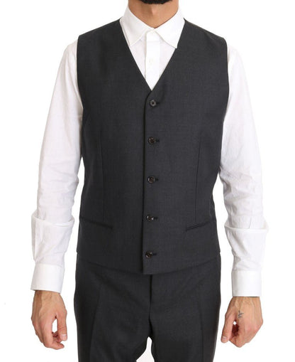 Dolce & Gabbana Elegant Gray Double Breasted Wool Silk Suit - Sandy Store ByNet