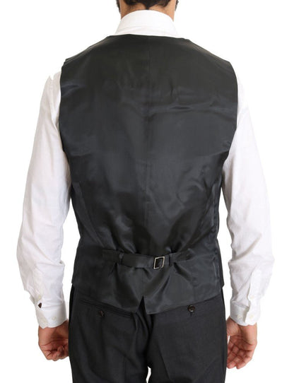 Dolce & Gabbana Elegant Gray Double Breasted Wool Silk Suit - Sandy Store ByNet