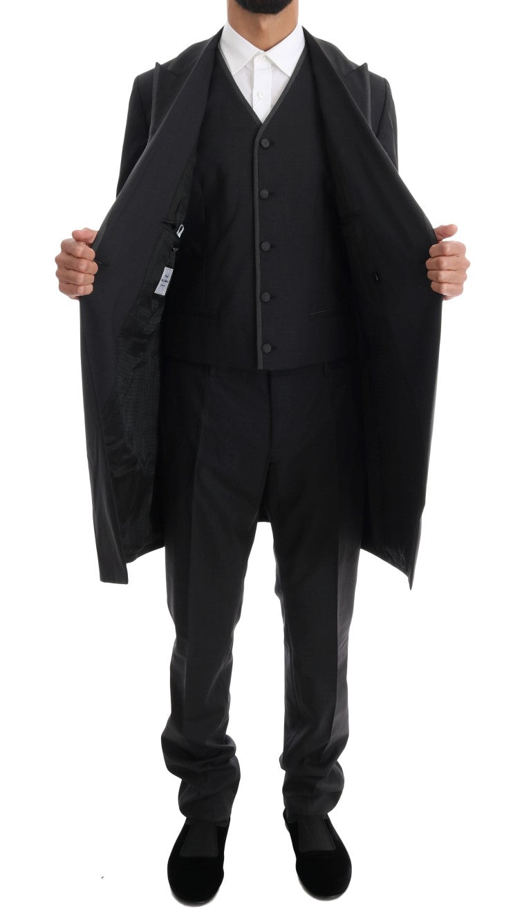 Dolce & Gabbana Elegant Gray Double Breasted Wool Suit - Sandy Store ByNet