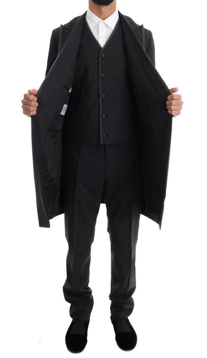Dolce & Gabbana Elegant Gray Double Breasted Wool Suit - Sandy Store ByNet