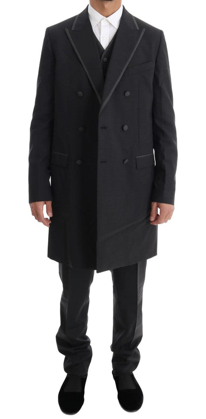 Dolce & Gabbana Elegant Gray Double Breasted Wool Suit - Sandy Store ByNet