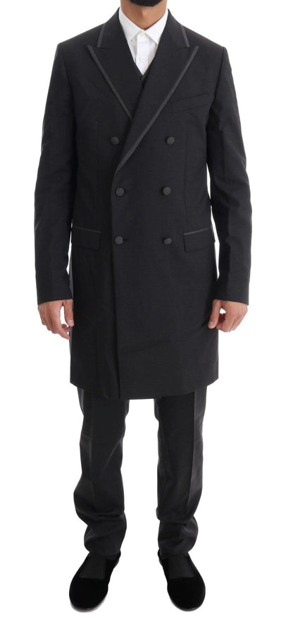Dolce & Gabbana Elegant Gray Double Breasted Wool Suit - Sandy Store ByNet