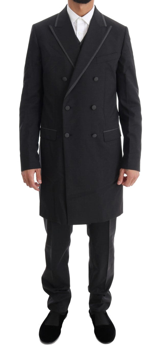 Dolce & Gabbana Elegant Gray Double Breasted Wool Suit - Sandy Store ByNet