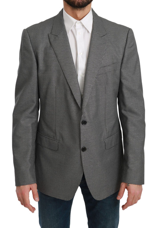 Dolce & Gabbana Elegant Gray Fantasy Pattern Slim Fit Blazer - Sandy Store ByNet