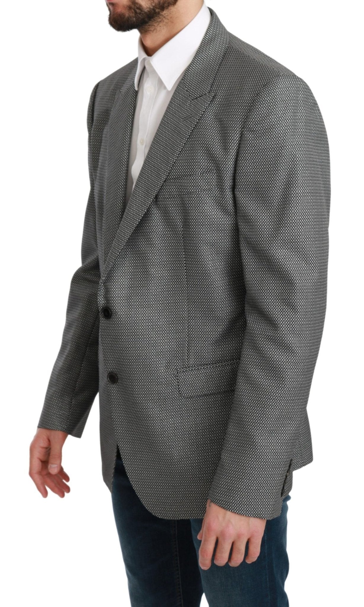 Dolce & Gabbana Elegant Gray Fantasy Pattern Slim Fit Blazer - Sandy Store ByNet