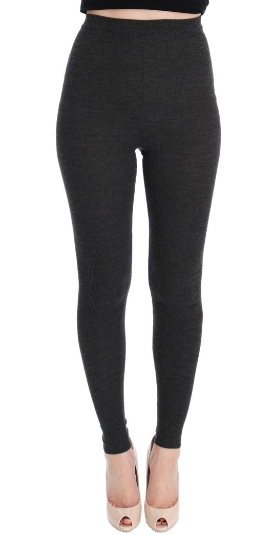 Dolce & Gabbana Elegant Gray High - Waist Wool Tights Pants - Sandy Store ByNet