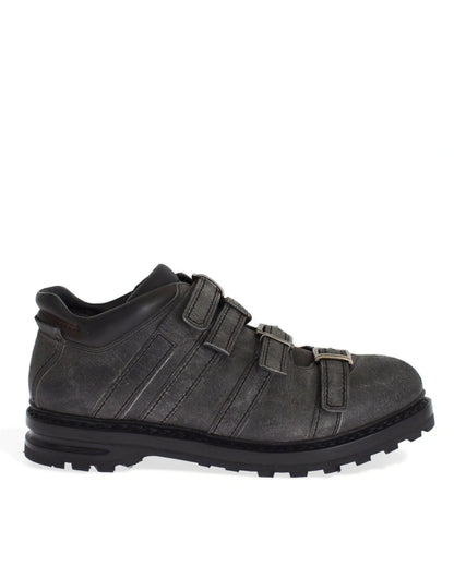 Dolce & Gabbana Elegant Gray Leather Ankle Boots - Sandy Store ByNet