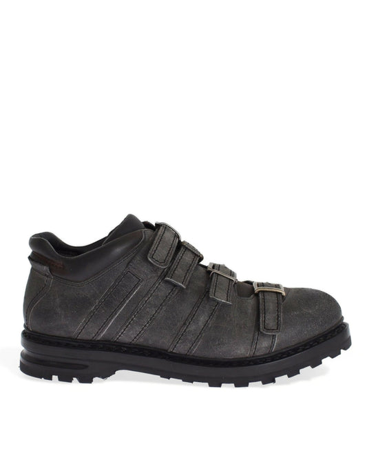 Dolce & Gabbana Elegant Gray Leather Ankle Boots - Sandy Store ByNet