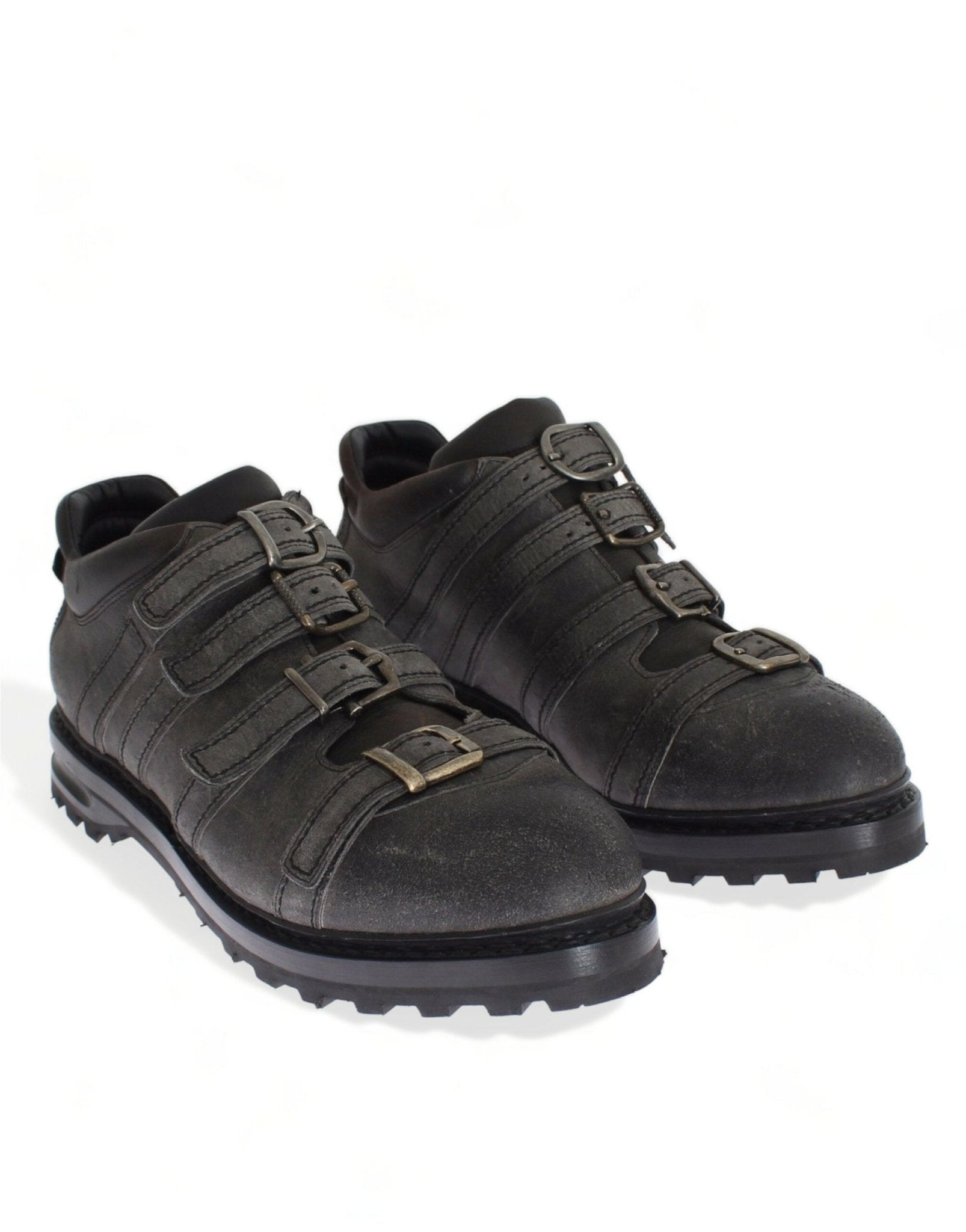 Dolce & Gabbana Elegant Gray Leather Ankle Boots - Sandy Store ByNet