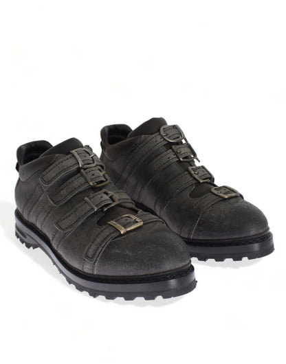 Dolce & Gabbana Elegant Gray Leather Ankle Boots - Sandy Store ByNet