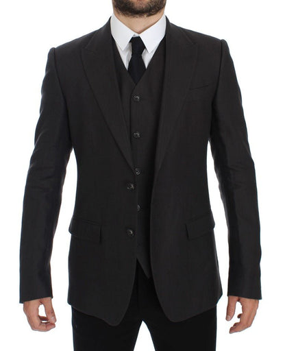 Dolce & Gabbana Elegant Gray Linen Slim Fit Blazer and Vest - Sandy Store ByNet