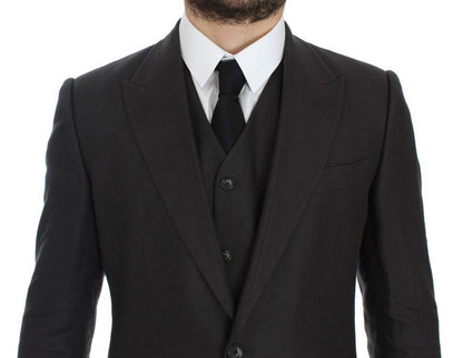 Dolce & Gabbana Elegant Gray Linen Slim Fit Blazer and Vest - Sandy Store ByNet