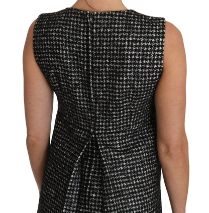 Dolce & Gabbana Elegant Gray Mini A - Line Dress with Purple Tulip - Sandy Store ByNet