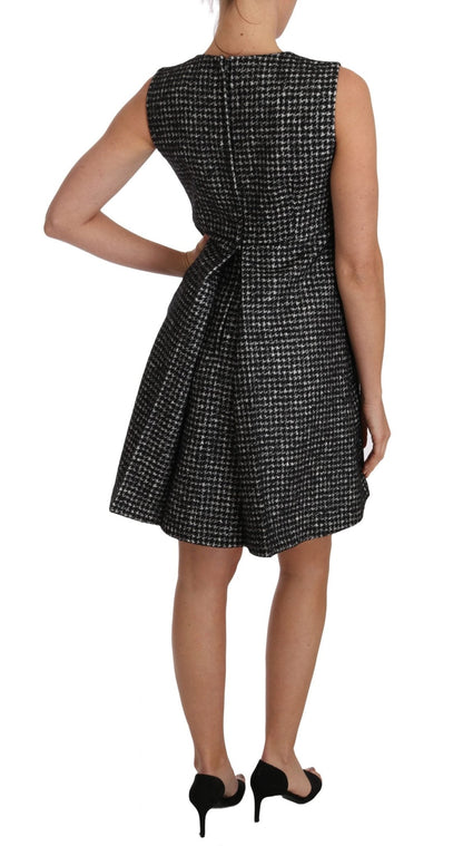 Dolce & Gabbana Elegant Gray Mini A - Line Dress with Purple Tulip - Sandy Store ByNet