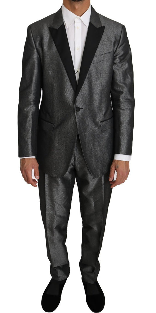 Dolce & Gabbana Elegant Gray Patterned Martini Suit - Sandy Store ByNet