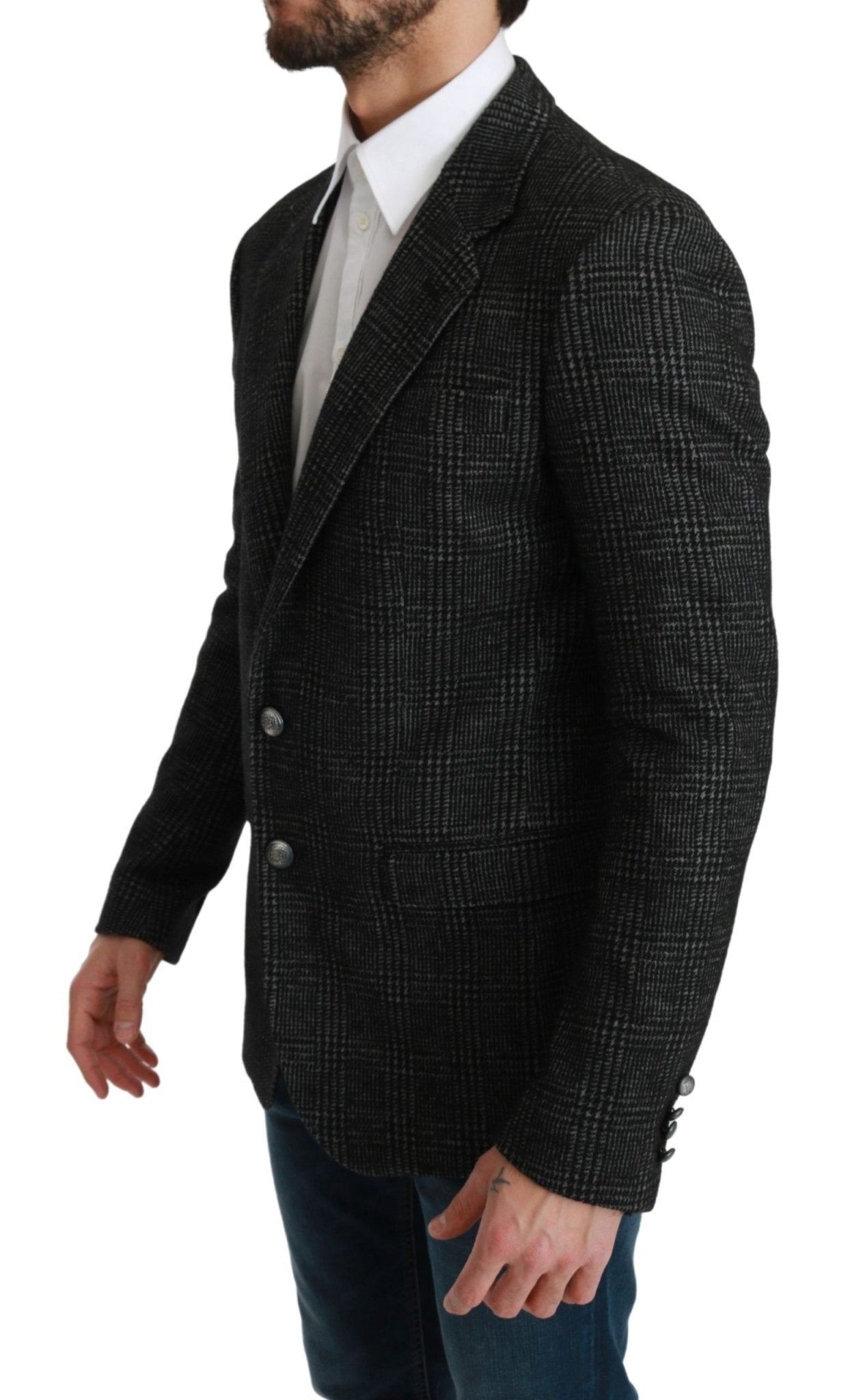 Dolce & Gabbana Elegant Gray Plaid Slim Fit Blazer - Sandy Store ByNet