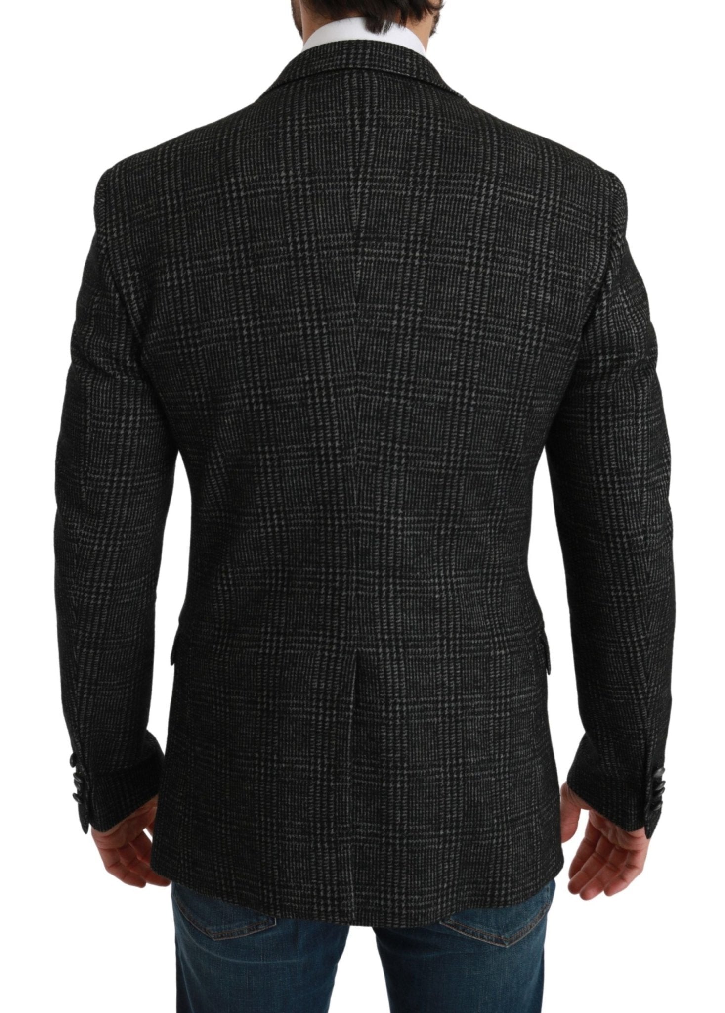 Dolce & Gabbana Elegant Gray Plaid Slim Fit Blazer - Sandy Store ByNet