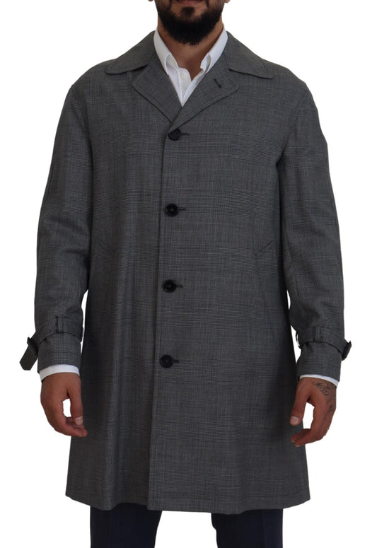 Dolce & Gabbana Elegant Gray Plaid Trench Coat – IT44 | XS par Dolce & Gabbana | Disponible sur Sandy Store ByNet