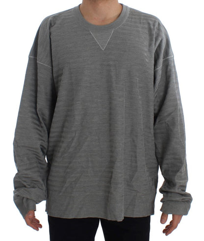 Dolce & Gabbana Elegant Gray Silk Crewneck Pullover Sweater - Sandy Store ByNet